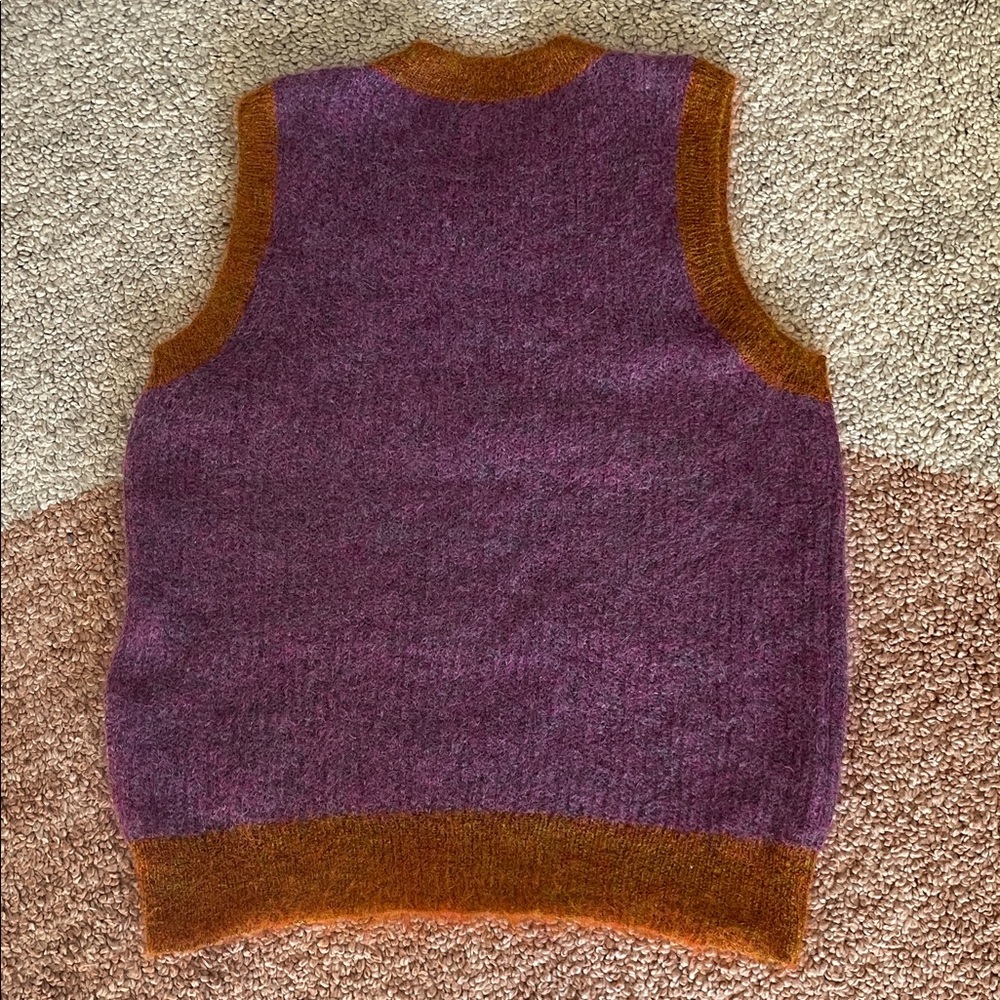 Heaven by Marc Jacobs Small Eggplant and Orange Mohair Blend Sweater Vest NWOT - Picture 4 of 4